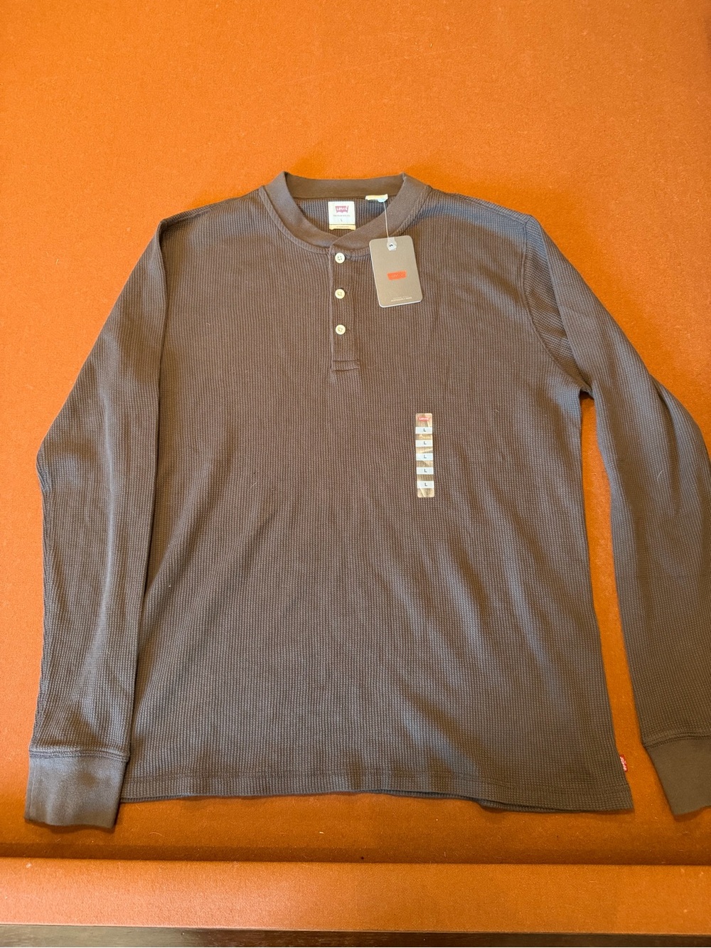 Levi's Men's Brown Long-Sleeve Waffle Henley Shirt